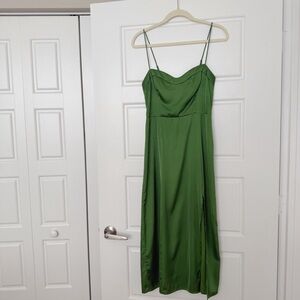 A&F Green Satin Midi Dress